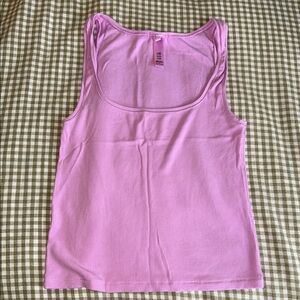 SKIMS Pink Fitted Tank Top